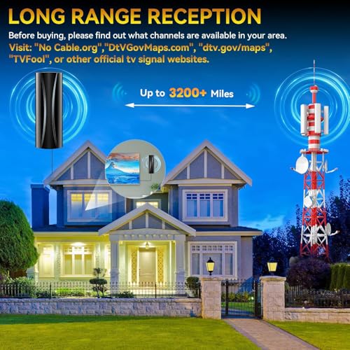 Image of 3000+ Miles Range TV Antenna, Strongest Digital TV Antenna Indoor Outdoor with Amplifier Signal Booster, HD Antenna for Local Channels for Smart TV and Old TVs-38ft Long Coax Cable
