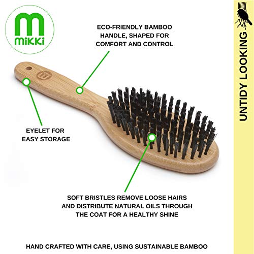 Mikki 6280011 Kleinen Bambusbürste mit Borsten, für glattes kurzes und mittellanges Fell, Für Hunde und Katzen, Hergestellt aus nachhaltigem BambusFür die Pflege von struppigem Fell, Groß, L, 85 g