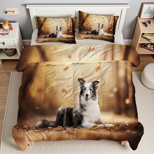 Housse de couette 200x200 chien de berger en microfibre douce anti-plis à zip - 4