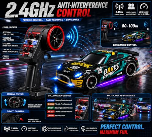 Image of Remote Control Sports Car & Off-Road SUV Toy for Kids, High Speed RC Racing with Wireless Remote, Realistic Lights & Premium Design Gift for Boys Girls (White-Drift CAR)