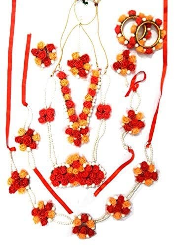 QUVYARTS Flower Jewellery Set for Haldi Baby Shower Mehndi Godbharai Designer Pink Paper Set for Women and Girls (B0C28953ZT) Amazon Price History, Amazon Price Tracker