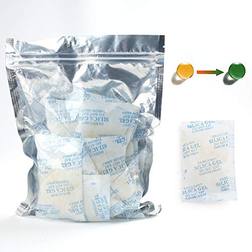 12Packs Silica Gel Packet, 28Gram, Rechargeable Desiccant Dehumidifier with Orange to Green indicating