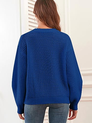 Image of ZAFUL Womens Sweater Cable Knit Oversized Sweaters Crewneck Long Sleeves Casual Knit Pullover Tops