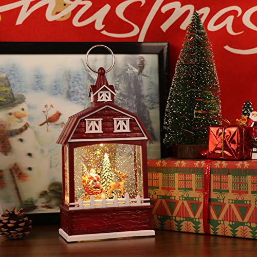 Image of Eldnacele Santa Claus Red Musical Snow Globe Lantern with 6H Timer