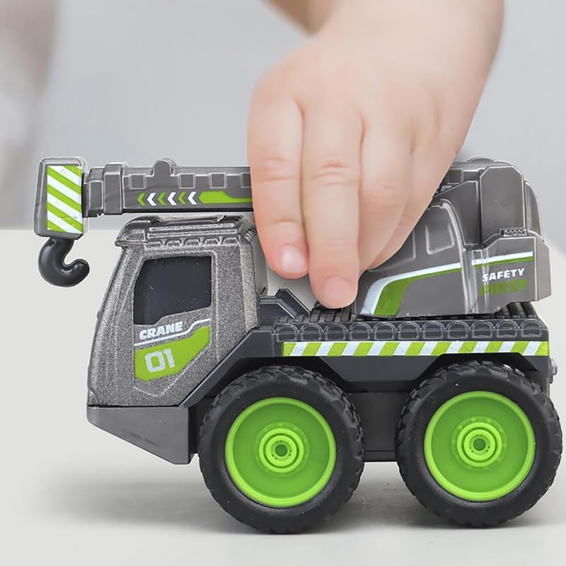 Cojuz Kids Construction Vehicle Toy Set - 6 Unbreakable Engineering Toys Includes Crane Excavator Road Roller Forklift Mixer & Dumper Truck 2