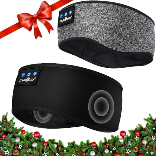MUSICOZY Sleep Headphones Bluetooth Headband Wireless Music Headband Headphones, Earbuds IPX6 Waterproof for Side Sleepers Women Men Workout Running Insomnia Travel Yoga Cool Gadgets Unique Gift 2 Pcs