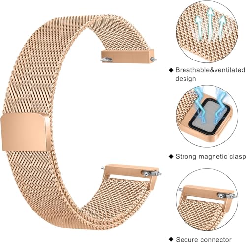 Image of VEROX Stainless Steel 19mm Strap for Smart Watch Strap with Magnetic Buckle Compatible with Boat Storm, Noise Colorfit Pro, and All The 19mm Smart Watch - Gold