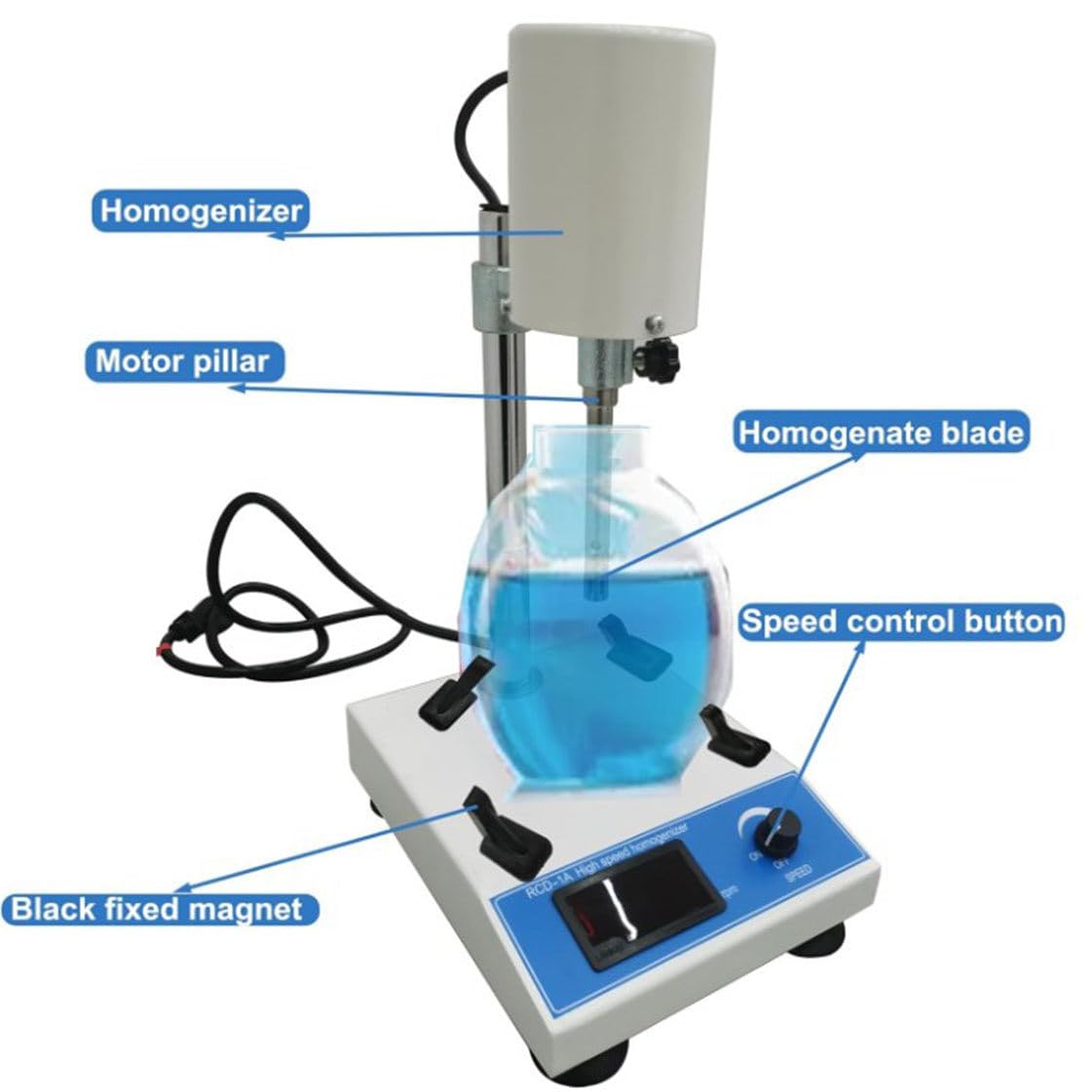 Labor-Homogenisator, 185 W, 1000 ml, Digitalanzeige, Dispergier-Emulgator, einstellbare Geschwindigkeit 8000-22000 U/min, mit 2 Arbeitsköpfen