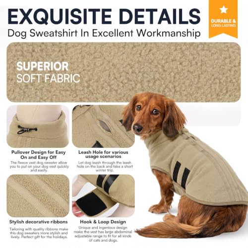 Image of Queenmore Small Dog Sweater,Soft Fleece Dog Vest Dog Jacket with Leash Hole