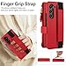 Dteck for Samsung Galaxy Z Fold 7 (2025 Release) Flip Wallet Phone Case with Wrist Strap Lanyard, Built-in S Pen Holder/Hand Strap/Kickstand/Card Slots/Zipper Pocket, PU Leather Protective Cover, Red