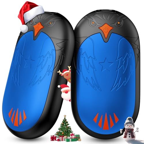 Hand Warmers Rechargeable 2 Pack, Magnetic Hand Warmers with 24Hrs Warmth 3 Levels Heating Gifts for Christmas, Golf, Camping, Hunting, Fishing, Raynauds, Blue