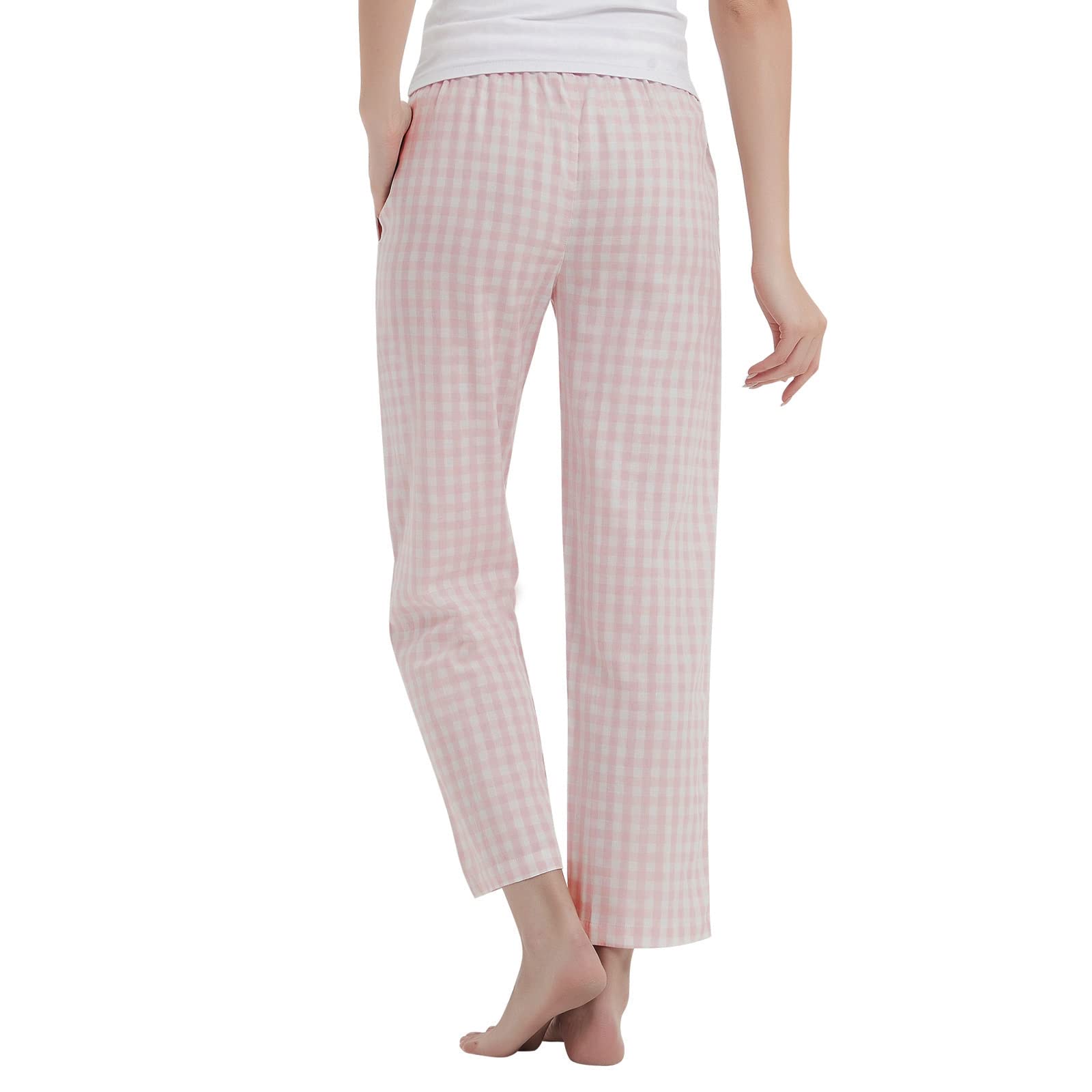 HomyComy Pantaloni Pigiama Donna Quadri Pantaloni del Pigiama da Notte in Cotone Comodi con Tasche