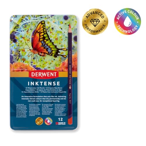 Image of Derwent Drawing Pencils, Inktense, 4mm Core, Metal Tin, Watercolor, 12 Coun