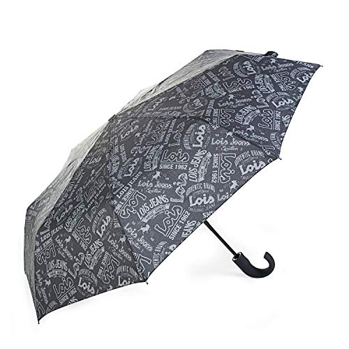 Preisvergleich Produktbild Lois - Automatischer Klappschirm. 8 Stangen. Anti Wind. Rutschfester Griff. Verstärkte Struktur. Langlebig, leicht und elegant. Ideal für Reisen. 13105, Color Schwarz Druck