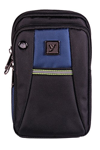 Image of Men's Nylon Traveler Sling or Mobile Pouch, Attach to The Waist Belt with 3 Zips and 3 Internal Pockets, Mini Carabiner