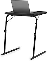Vista 1 de Magshion Bandeja de TV inclinable ajustable de 22 pulgadas, mesa para cena en cama o sofá, cómoda mesa negra plegable con 3 ajustes de ángulo