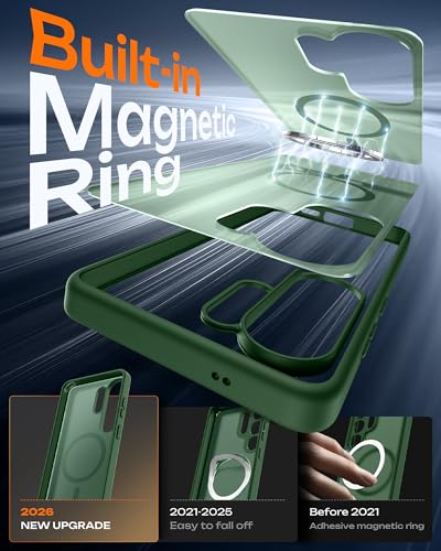 Image of TOCOL for Samsung Galaxy S26 Ultra Case, Compatible with Magsafe, Built-in Magnets, Drop Protection, Slim Translucent Matte for S26 Ultra Phone Case 6.9 inch (Alpine Green)