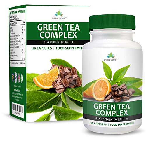 Extracto de Té Verde - Cápsulas de Té Verde - 1000mg - Complejo con 15% Más de EGCG - Suplemento Máxima Concentración - Para Hombres y Mujeres -120 Cápsulas (Suministro Para 2 Meses) de Earths Design