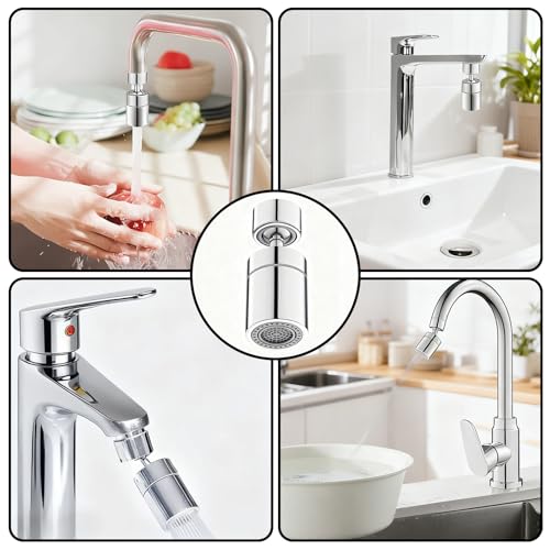 Miniatura 2 de Azureray Boquilla Para Grifo De Cocina Giratoria 360 - Adaptador Con 2 Tipos De Chorro Y Filtro Ahorrador, Universal M22 M24 Para Fregaderos Y Lavabos