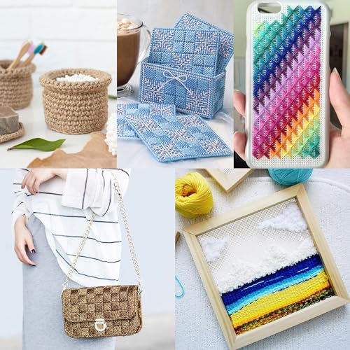 LYLIDIA 14CT Plastic Canvas Sheets 14 Count Kreuzstich Kunststoffgitter 6 Stück Kunststoffgewebe Leinwandblätter für Stickereien, Bastelarbeiten, Strickhäkelprojekte, DIY Taschen, Aquarium Trennwände