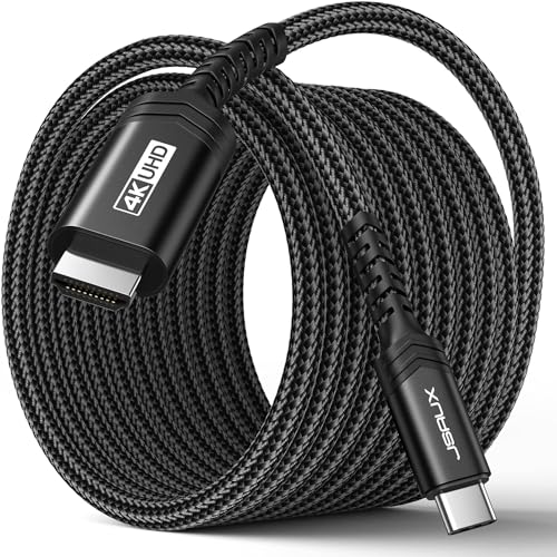 JSAUX USB C to HDMI Cable 3M HDMI to USB C 3.1 Cable 4K@60Hz Type C to HDMI 2.0 Cord Thunderbolt 3/4 Compatible with iPhone 17 Pro Max/16 Pro/15 MacBook Pro/Air Galaxy S8-S24 iPad Pro iMac-Black