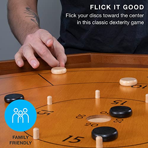 Juego de Mesa Crokinole y Damas 24 Discos Madera miniatura 2