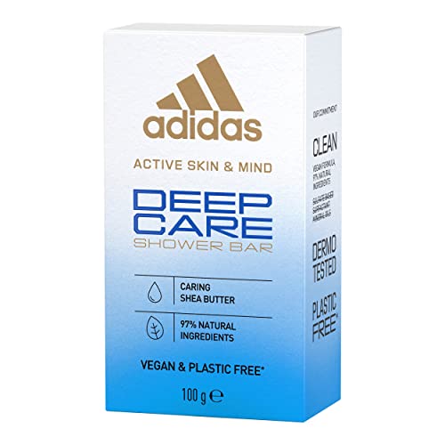 adidas Deep Care feste Dusche für sie, mit reichhaltiger Sheabutter, sanfte Pflege für sensible Haut, vegan, 100 g