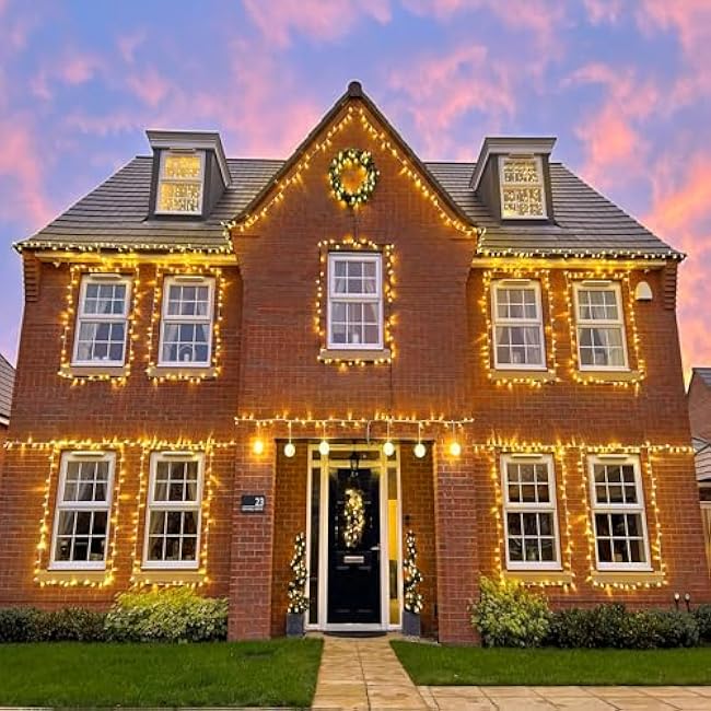 40ft 120 LED Christmas Lights Outdoor, Warm White Christmas String Lights Indoor 8 Modes Clear Wire, Connectable Twinkle Fairy Lights Plug in for Bedroom Wedding Tree Christmas Decorations