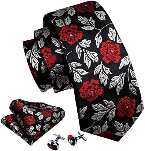 Barry.Wang Flower Ties for Males Handkerchief Cufflinks Set Wedding ceremony Necktie Set Celebration 2 51g3yjbMB5L. AC
