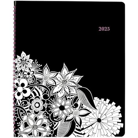 Cambridge 2025 Appointment Book Planner, Weekly & Monthly, 8-1/2" x 11", Large, FloraDoodle, White and Black (589-905-25) Cover