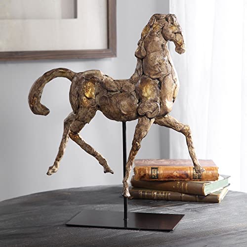 Caballo Dorado Escultura 16.5 in x 14 in x 5.13 in miniatura 5