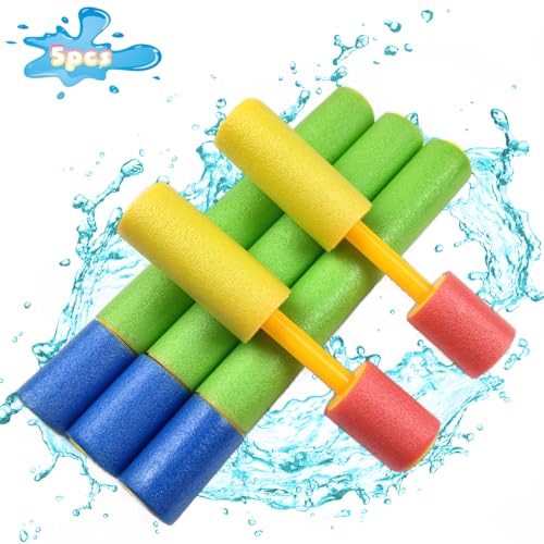 Wasserpistole Kinder Schaumstoff 5 Stück Wasserpistolen für Kinder Sommer Wasserspielzeug für Jungen und Mädchen Wasserspritzpistole für Garten Strand und Pool