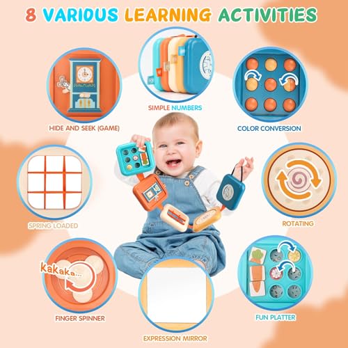 Bambebe Montessori Spielzeug ab 1 Jahr – 8-in-1 Motorikwürfel & Busy Board für Kleinkinder – Sensorik Reisespielzeug für Flugzeug & Auto – Geschenk Baby 18+ Monate