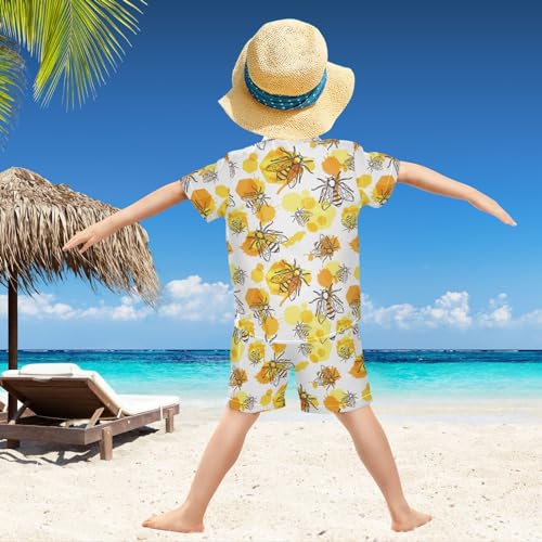 Image of visesunny Boys Hawaiian Shirt and Short Set Summer Outfit Kids 2 Piece Clothes Set 3-10Y