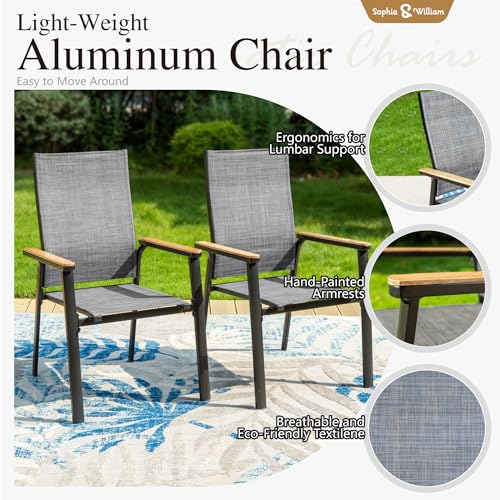 Image of Sophia & William Patio Dining Set, Round Table w / 4 Grey Aluminum Chairs