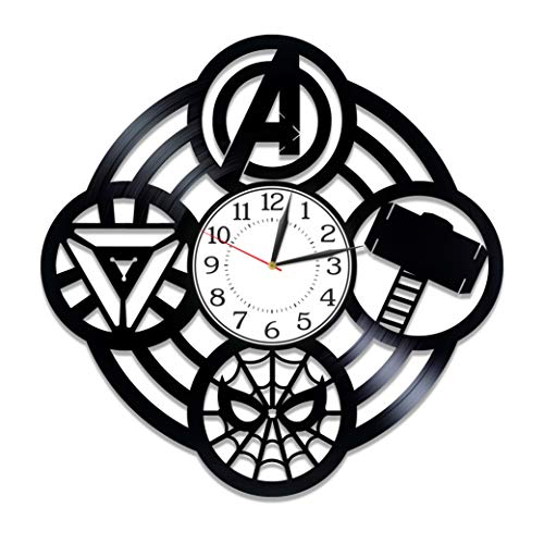 Kovides Superhero Film Birthday Gift Idea For Boy Marvel Comics Handmade Clock Avengers Vinyl Clock 12 Inch For Fan Movie Original Home Decor Avengers Vinyl Record Wall Clock #TOP26