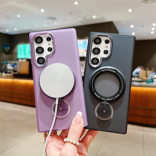 Coque Samsung S23 Plus silicone magnétique violette antichoc avec support - 2
