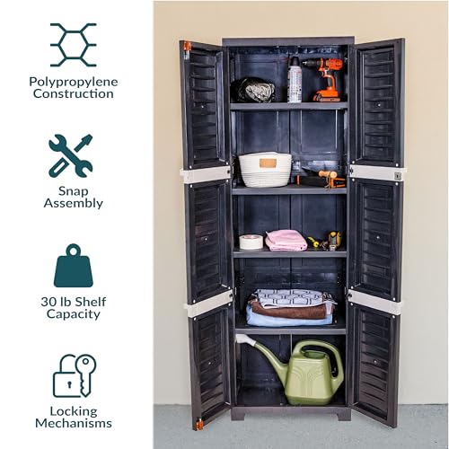 Image of Sunnydaze 72 inch Garage Storage Cabinet with Locking Doors & Shelves, Shadow