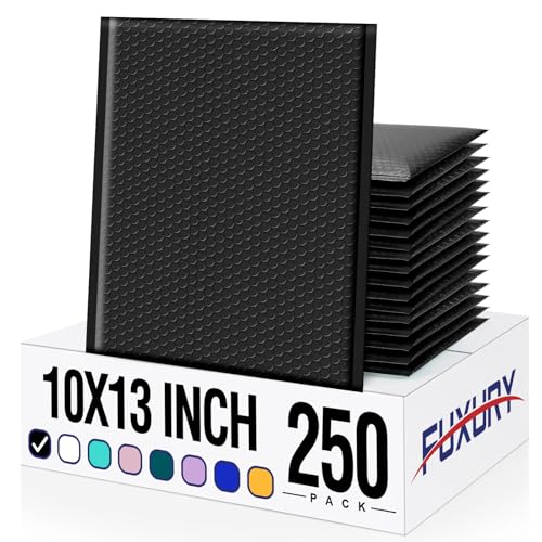 Image of Fuxury Bubble Mailers 10x13 Inch Black 250 Pack Bulk Padded Envelopes Thick Mailing Envelopes Bubble Opaque Padded Mailers Shipping Bags for Mailing Book Makeup Small Business