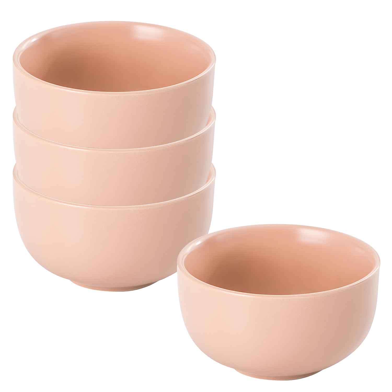 Großes Müslischalen-Set, 400 ml, Suppenschüsseln, mikrowellengeeignet, Reisschalen, Keramik-Müslischalen, Frühstücksschalen (Rosa, 4 Stück)