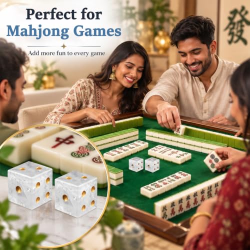 Image of PATPAT 2Pcs 16mm Natural White Crystal Dice Cube Set Ludo Dice Big Size