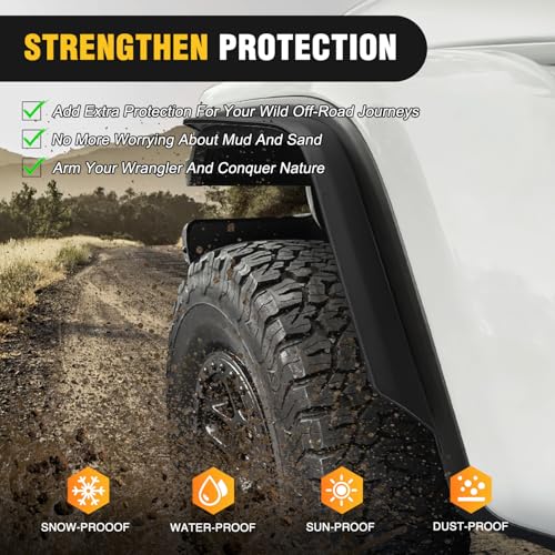Image of Nilight Fender Flares Extensions Set Compatible with 2020 2021 2022 2023 2024 2025 2026 Gladiator JT Mojave & Rubicon (Only for High Wheel Arches) Off-Road Widened Front Rear Flat 4 PCS