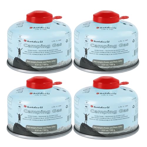 Hotdevil 100 Grams Camping Stove Fuel Butane Propane Blend Isobutane Fuel Canister (4 packs) Camping...