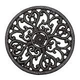 Sumnacon 1Pcs Round Cast Iron Trivet - 6.7 Inch Heat Resistant Iron Trivet for Hot Dish Pot Pan Plate Teapot, Rustic Cast Iron Hot Dish Plate Holder for Kitchen Dining Table Countertop Cooktop