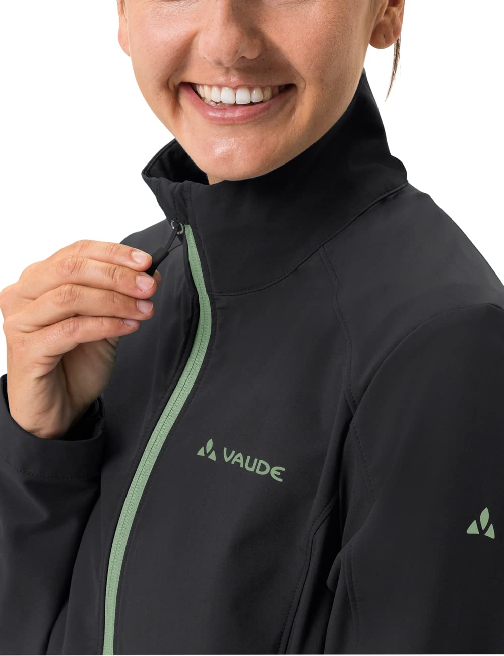 VAUDE Hurricane IV Softshelljacke Damen winddicht leicht, Black Green – Ansicht 5