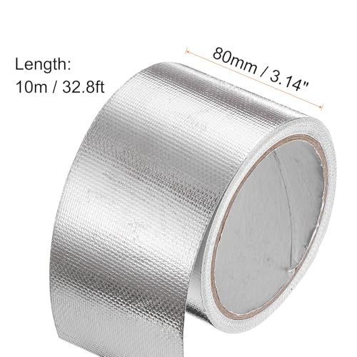 Image of HARFINGTON 5pcs Heat Shield Tape 3.14 inch x 32.8 Ft Waterproof Sunscreen Sound Insulation High-Temperature Resistance Silver Aluminum Tape Thickness for Automotive Repairs