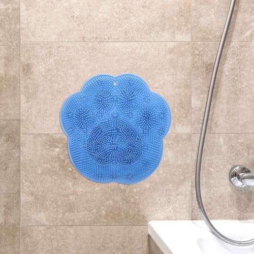 Almohadilla de silicona TPR para ducha en azul claro con ventosas 7