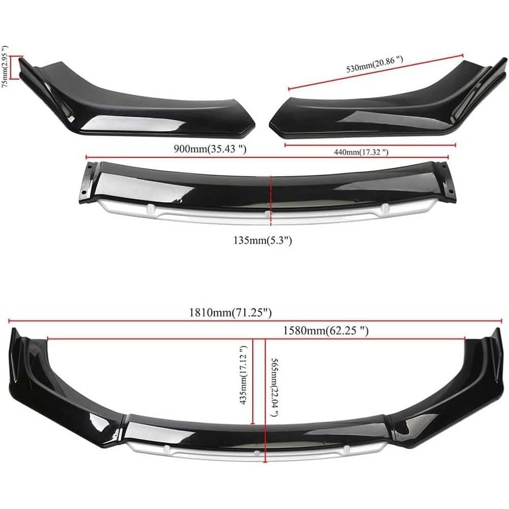 Auto Frontali Paraurti Spoiler per BMW X6 E71 2008-2014 Auto Paraurti Anteriore Splitter Labbro Inferiore,Protezione Decorativa Auto Mento Spoiler Trim,D/Carbon Fiber Black