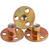 M8 Brad Hole Tee Nut Round Base Iron Zinc Plating Lock Nut Fastener Repair Furniture Hardware...