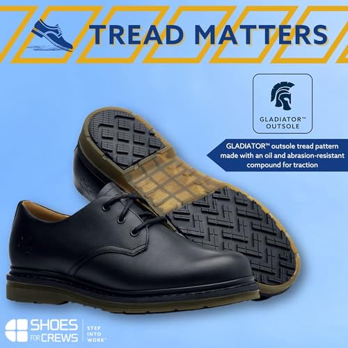 Shoes for Crews Minetta Mens Womens Unisex Non Slip Dress Work Shoes - Work & Safety Footwear, Water Resistant, Lace-up, Oxford Shoes, Wide, M15/W16.5 Black3